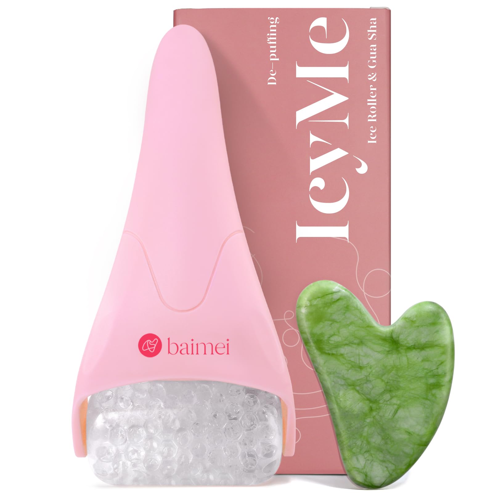 BAIMEI IcyMe Ice Roller for Face & Gua Sha Set, Depuff & Migraine Relief