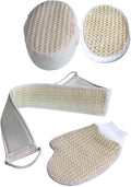 Vaguelly 4-Piece Back Scrubber Set Adjustable Bath Strap Glove Sponge for Shower for Relaxation and Exfoliation