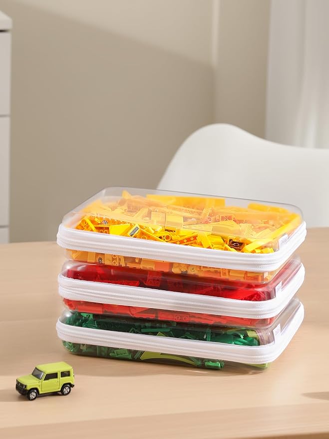 3PCS Large Clear Hard Shell Zippered Case, Diaper Bag Organizing Pouches, Waterproof Cosmetic Bag, Kid's Toy Storage Organizer Bins, Pencil Case.