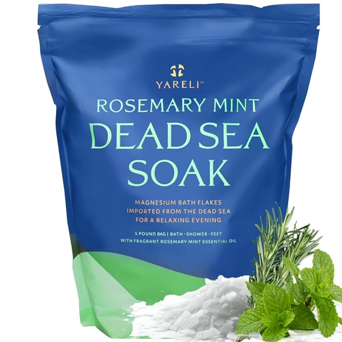 Yareli Magnesium Flakes Dead Sea Bath Soak, 5lb Rosemary Peppermint