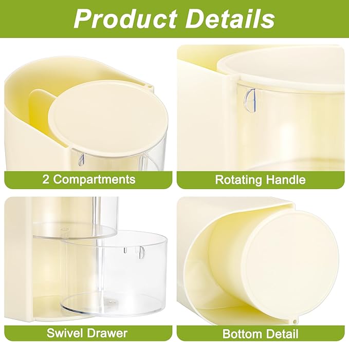 GUSHBIN Plastic Hair Accessories Organizer with Hair Brush Holder Spinning Makeup Storage Container for Vanity Bathroom Countertop, 3-Layer Yellow