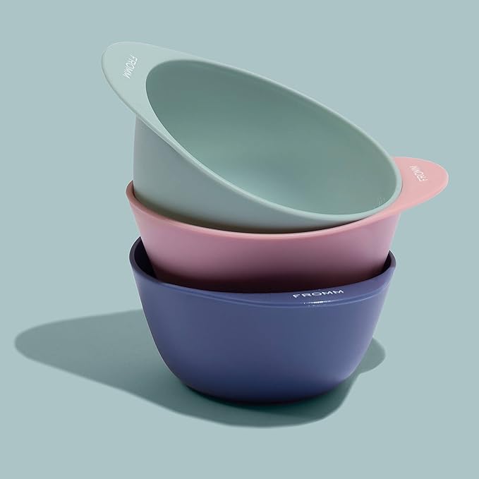 Fromm Color Mixing Bowl 3-Piece Set 10 oz, Professional Salon Mixing Bowls, Hair Color Bowls for Colorists & Hair Stylists, Spill-Proof Rubber Base for Hair Dye, Bleach, Toner & Color, Salon Supplies