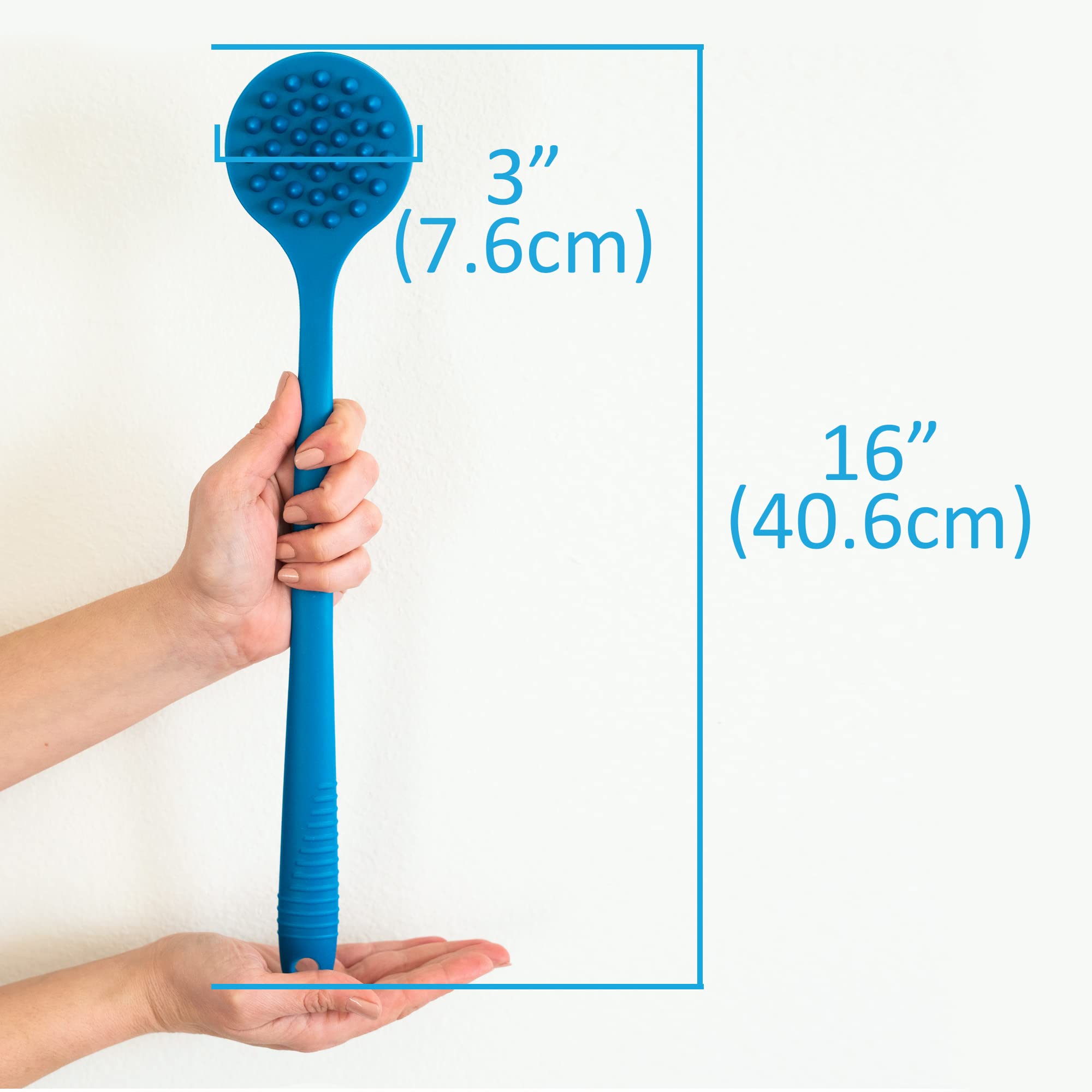 EOT Wellness Bendable Long Handled Silicone Body Brush & Hair Scrubber - Bath Shower Back Brush, Shampoo Hair & Scalp Massager, Back Scrubber for Shower (Purple)