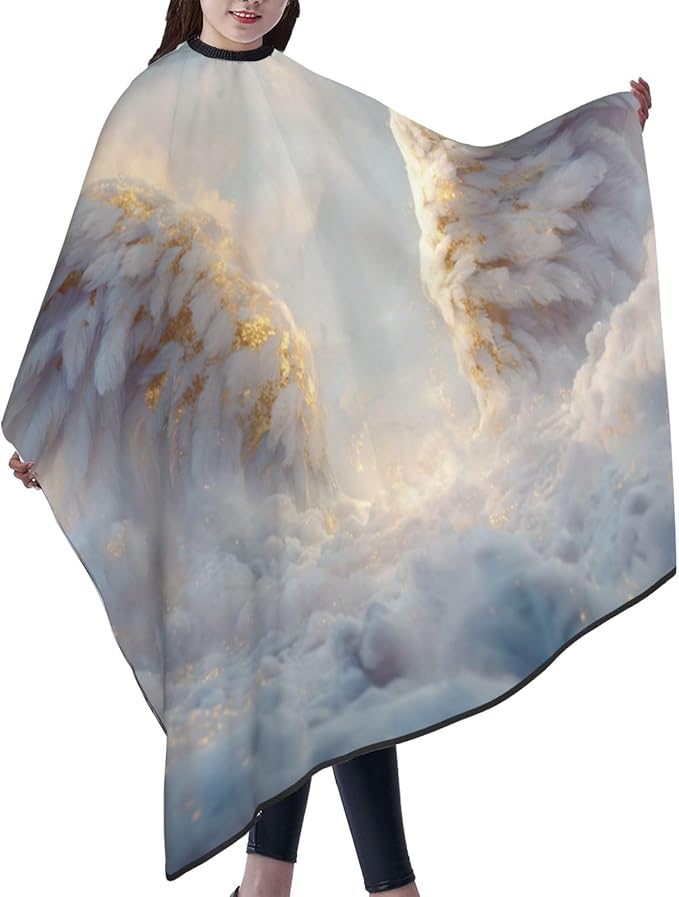 Soft Angel Wings Over Snowy Clouds Hair Cutting Apron,Salon Barber Apron For Adult