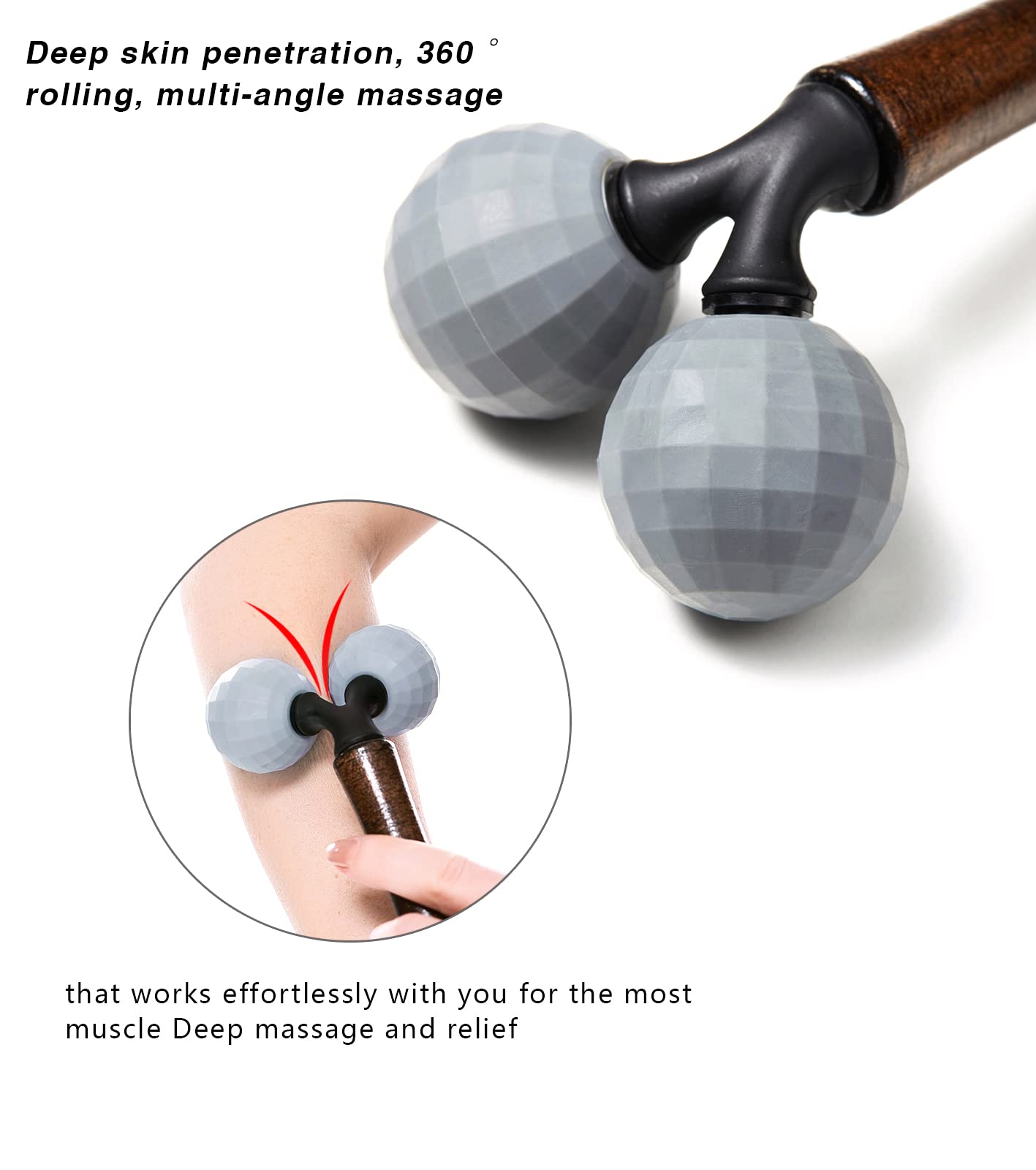 Lyanxinlei Relax Massage Roller - Body Massage Tools Myofascial Trigger Points Reduce Muscle Soreness Tightness Leg Cramps for Circulation, Stress, Arthritis and Hand Pain Relief & Recovery (Grey)