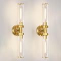 OIYIO Antique Gold Wall Sconces Set of 2, Modern Bathroom Vanity Lights for Mirror, Hardwired Glass Wall Light Fixtures with E26 Base (Bulbs Required) for Bathroom, Bedroom, Hallway, 22.05 Inch