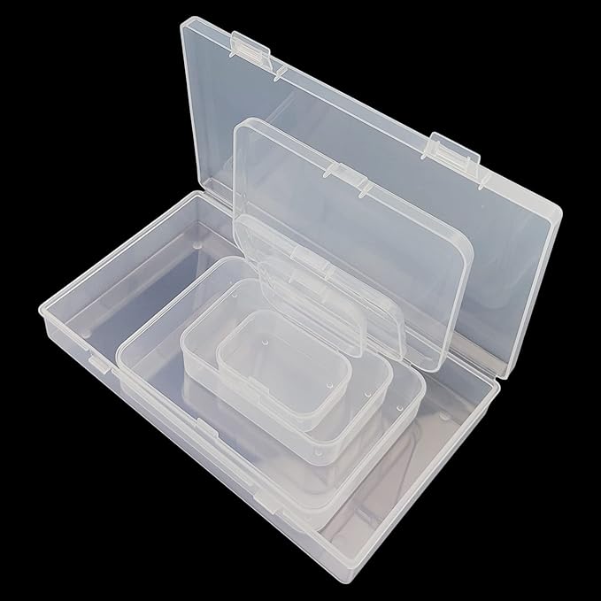 96 Pack Rectangular Clear Plastic Storage Containers Box with Hinged Lid for Beads and Other Small Craft Items (Mixed Sizes 2)