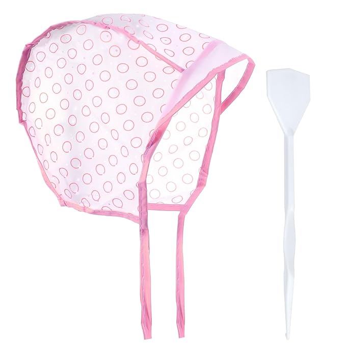 LIQWEI Hair Coloring Kit Highlight Cap, Hair Highlighting Cap, Hairing Coloring Dye Caps Frosting Caps with Plastic Crochet Hook for Salon DIY Dyeing Hairdressing(pink)