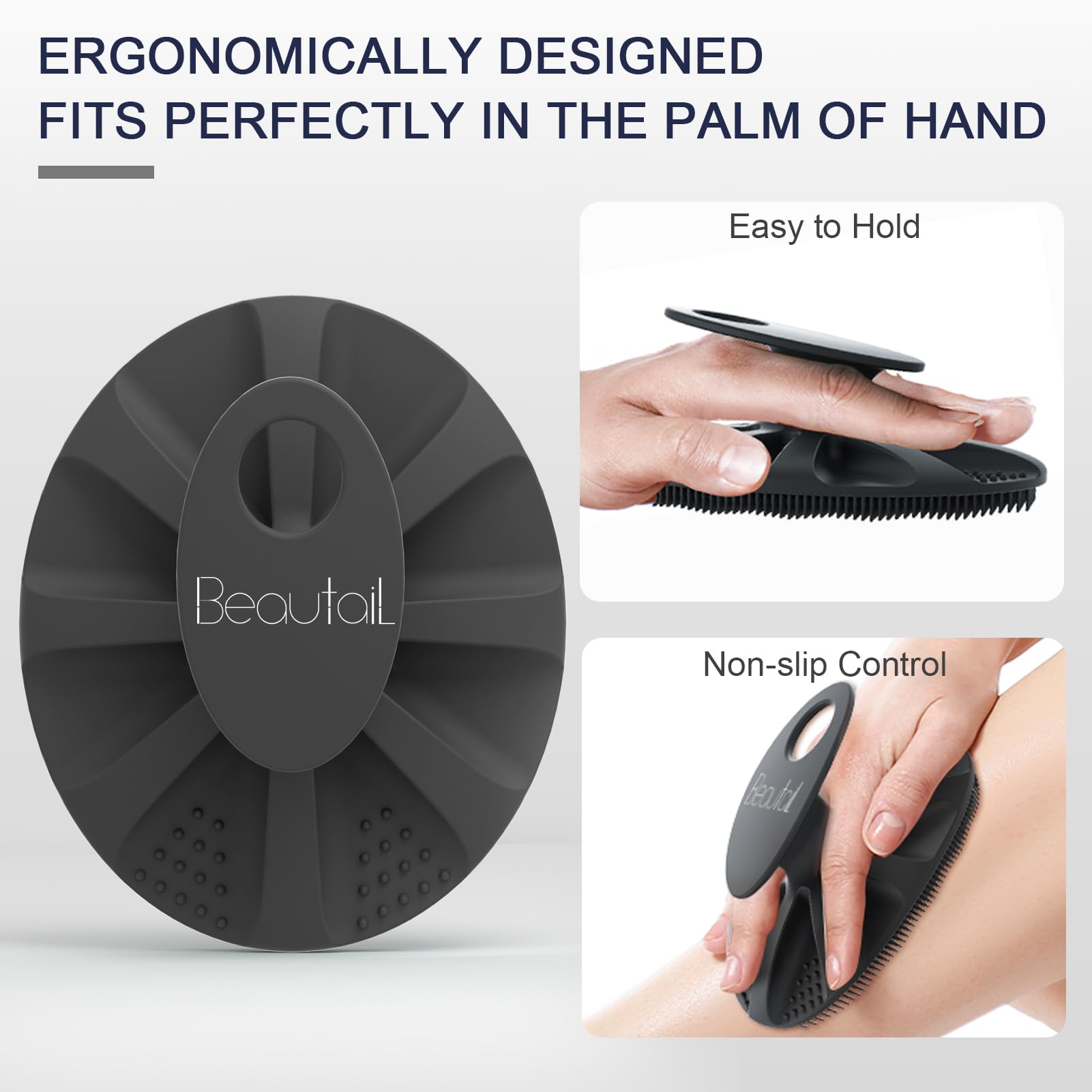 BEAUTAIL Silicone Body Scrubber, Gentle Exfoliating Brush on Sensitive Skin
