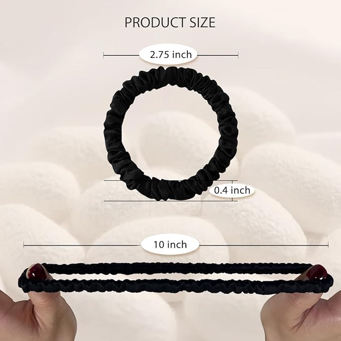 22 Momme 100% Pure Mulberry Silk Scrunchies (4 PCS) - Small Hair Elastics and Ties for Women, Sleep Hair Care, No Damage, Apricot
