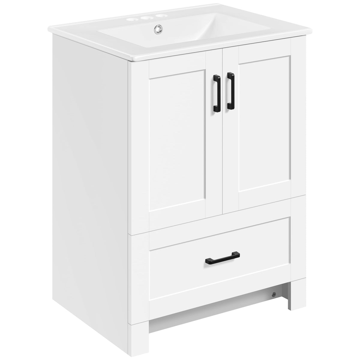 Yaheetech 24" Bathroom Vanity with Sink, 2 Doors & 1 Drawer Cabinet, White
