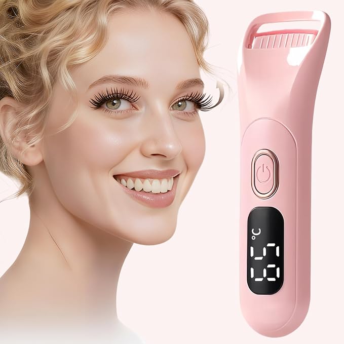 Heated Eyelash Curlers, Rechargeable Electric Eyelash Curler with Dual-Arc Design & 3 Adjustable Temperature Natural Curl Perfect Fit for Women(Pink B)