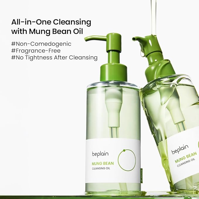 beplain Mung Bean Double Cleansing Duo | Deep Pore & Sebum Cleanser for Skin Barrier Care | Daily Cleanser for Sensitive Skin | Korean Skincare | Cleansing Oil 6.76 fl.oz & Foam Cleanser 5.07 fl.oz