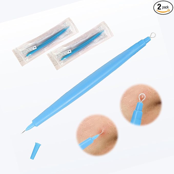 2 Pack of Disposable Sterile Acne Remover Tools Safe Pimple Popper Tool Aseptic Blackhead Remover Tools Sanitary Comedone Extractor Tool Pimple Extractor Tool