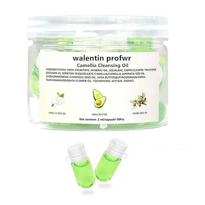 walentin profwr Cleansing Oil for Face, 30 Pcs Mini Moisturizing Camellia Seed Travel Size Deep Cleansing Oil, Portable Makeup Remover Oils, Gentle Cleaning Oils for All Skin Types