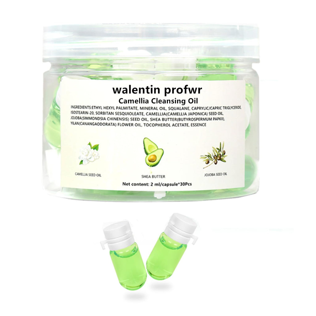 walentin profwr Cleansing Oil for Face, 30 Pcs Mini Moisturizing Camellia Seed Travel Size Deep Cleansing Oil, Portable Makeup Remover Oils, Gentle Cleaning Oils for All Skin Types