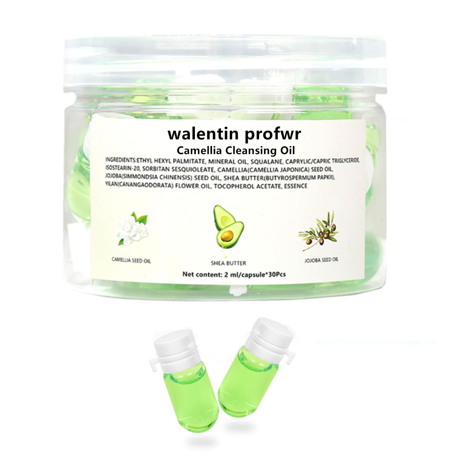 walentin profwr Cleansing Oil for Face, 30 Pcs Mini Moisturizing Camellia Seed Travel Size Deep Cleansing Oil, Portable Makeup Remover Oils, Gentle Cleaning Oils for All Skin Types
