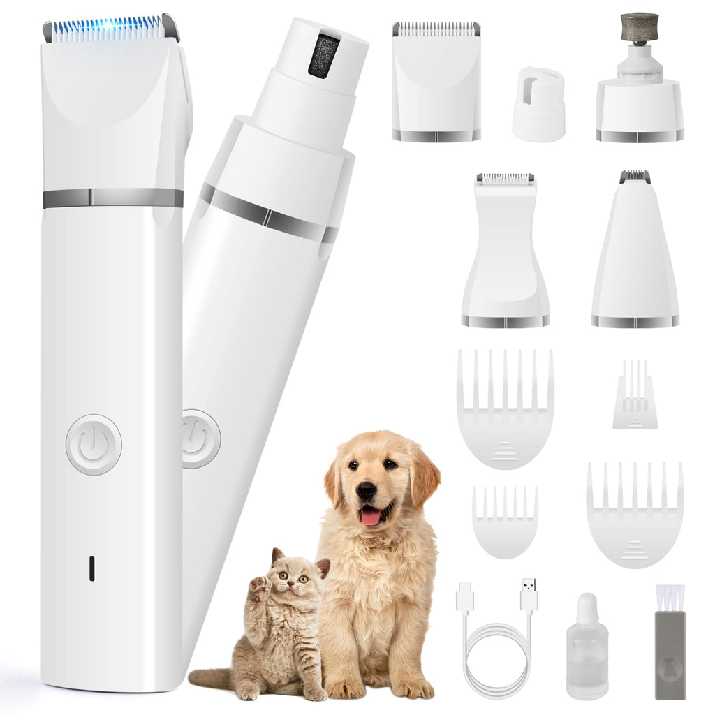 Veeconn 4 in 1 Dog Clippers Grooming Kit with Paw Hair Trimmer for Cat Pet