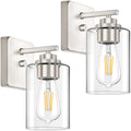 Set of 2 Wall Sconces for Bathroom, Brushed Nickel Vanity Light Fixtures