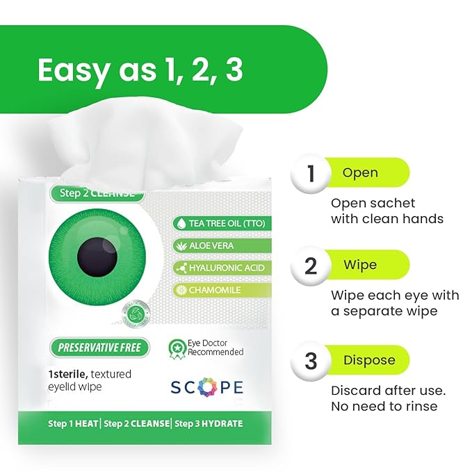 OPTASE® TTO Eyelid Cleansing Wipes, 20 Count