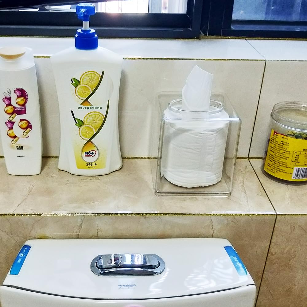 Square Clear Acrylic Tissue Box Covers, Big Bathroom Facial Napkin Box Holders, Table Clear Dryer Sheet Dispenser for Bathroom, Kitchen and Cars