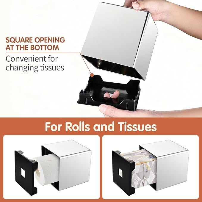 Tissue Box Cover, Square Facial Tissue Holder Storage for Bathroom Vanity, Countertops, Dressers, Night Stand, Parlors and Offices - Mirror