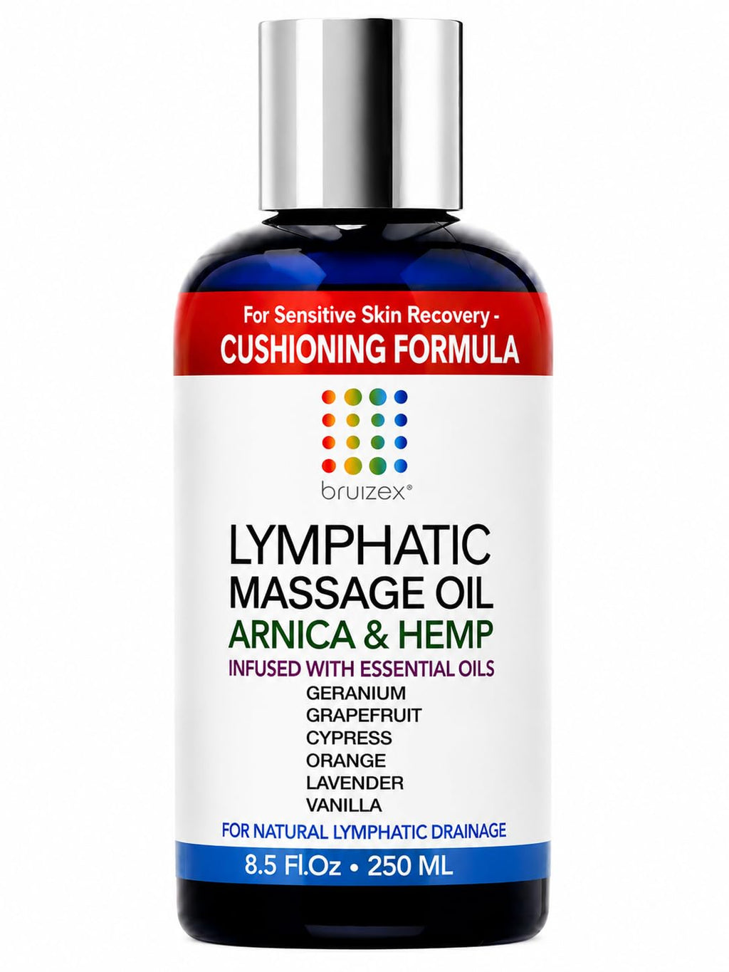 Bruizex Lymphatic Drainage Massage Oil with Arnica & Hemp Seed Oil for After Care Routine & Lymphatic Drainage Massager, Liposuction, 360 Lipo, BBL, Tummy Tuck Procedure, Calming Formula - 8.5 Oz