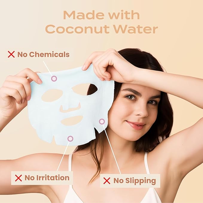 Body Restore Natural Collagen Face Mask – Fathers Day Gift for Dad, Hydrating Skin Care, Birthday Gifts for Women and Men, Self Care Spa Gifts – Glow 5 Pack