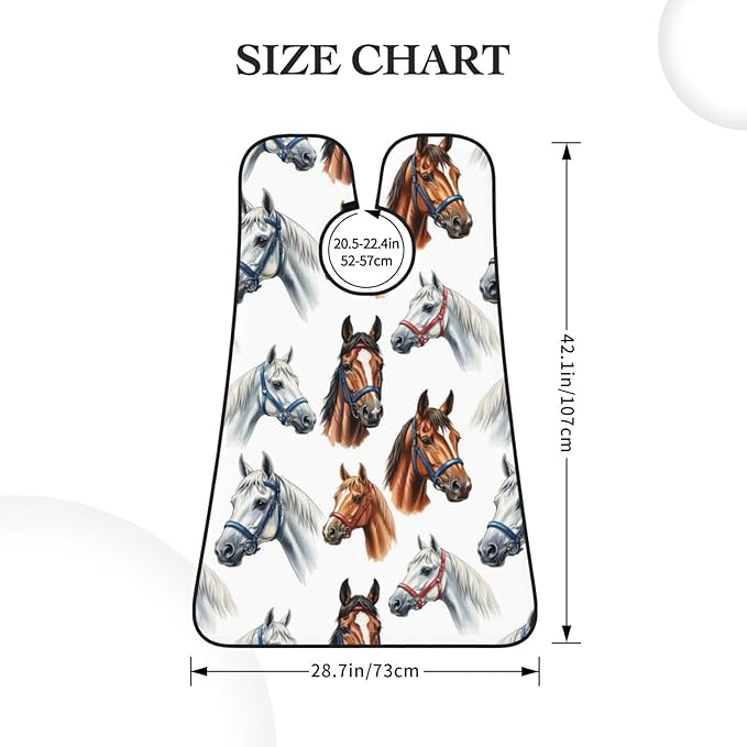 Beard Hair Catcher for Men, Waterproof Shaving Bib Apron Non-Stick, Trimming Tool for Dad Husband, Watercolor Painting Wild Horses Head Shave Bib