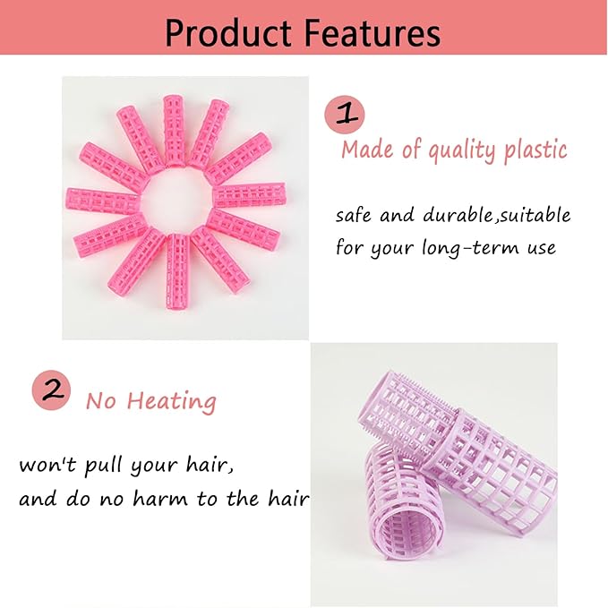 30Pcs Plastic Hair Curlers Set, Snap on Rollers Self Grip Heatless Rollers Hairdressing Curlers No Heat Curlers for Long Medium Short Thin Fine Hair with Mini Comb (5 Sizes) ﻿