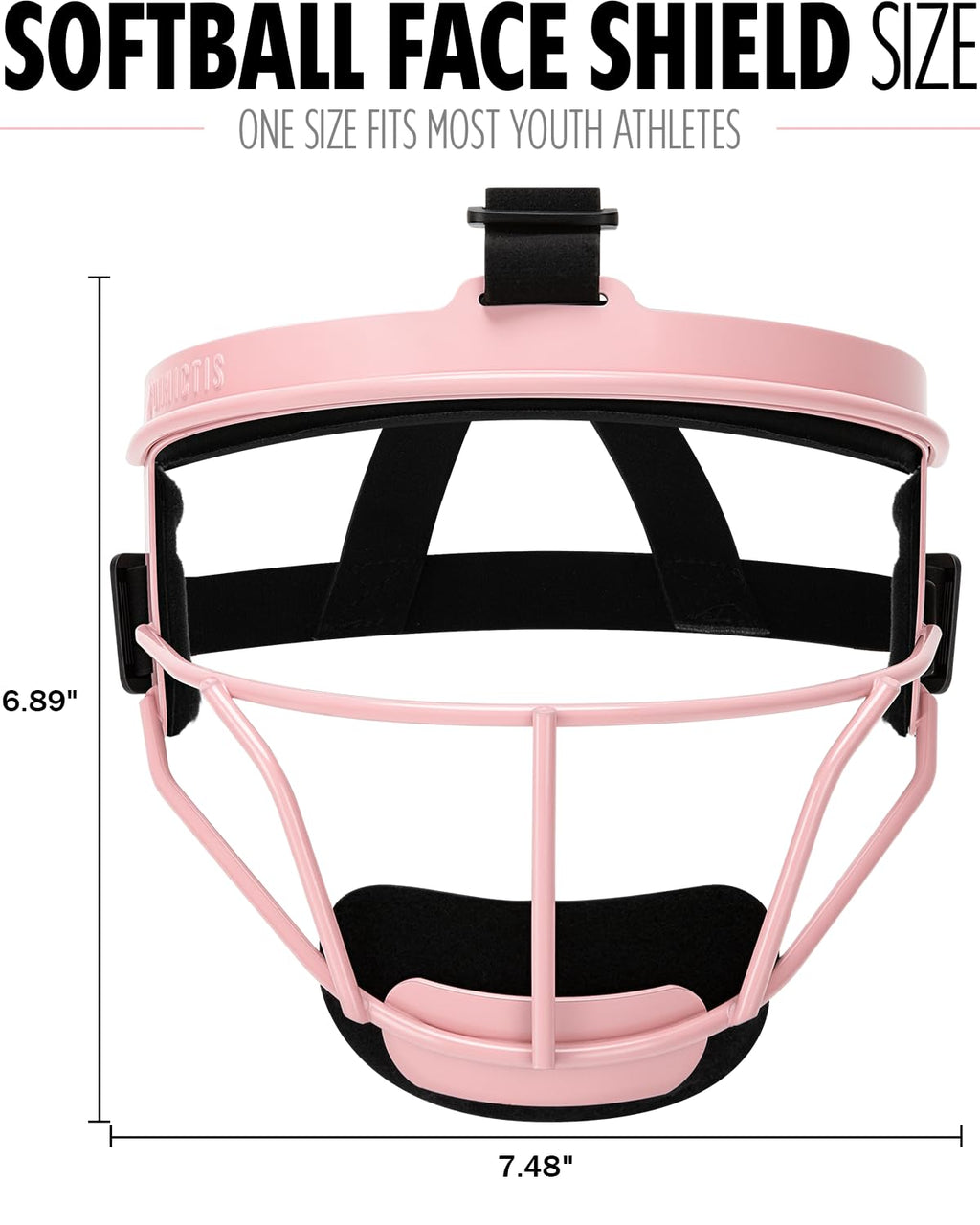 Dinictis Softball Face Mask, Lightweight, Comfortable, with Wide Field Vision, Durable and Safe Face Guards, Premium Protective Softball Fielder's Mask-Pink-Youth(M)