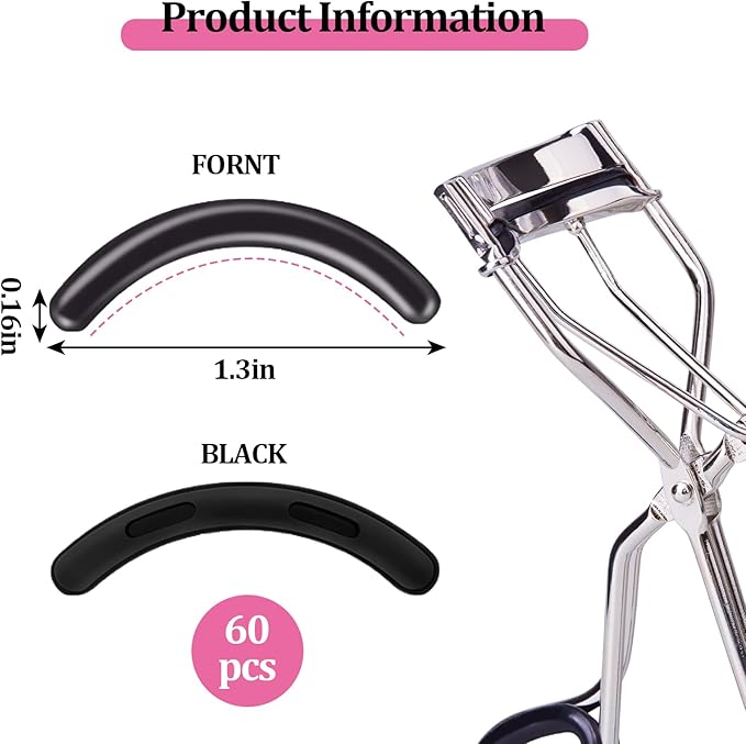 60 Pcs Eyelash Curler Refills, Silicone Eye Lash Curlers Refill Pads Compatible with Tweezerman Eyelash Curler