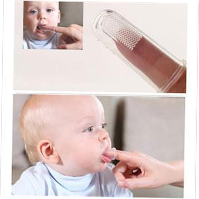 SEWOART 2pcs Finger Toothbrush Oral for Teething Relief Gentle Gum Cleaning Tool for Boy Girl Transparent for Teeth
