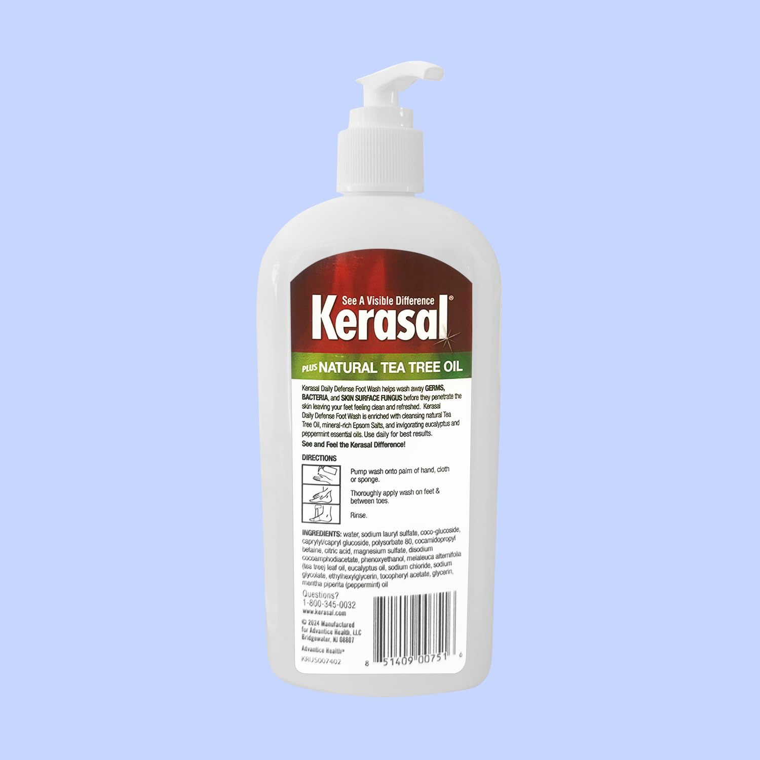 Kerasal Daily Defense Foot Wash Daily Cleanser for Feet, 12 Ounce (Packaging May Vary)