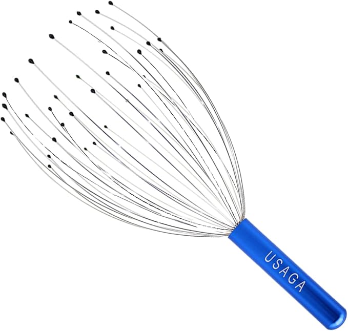 USAGA 36 Fingers Head Massager Scalp Massager Head Scratcher for Head Body Relaxing (Blue)