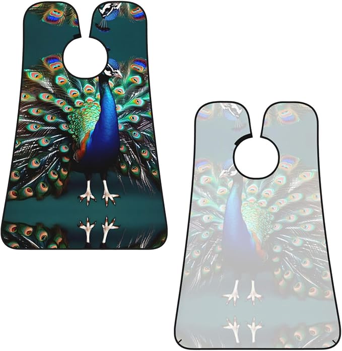 Beautiful Peacock Print Beard Bib Shaving Apron, Beard Hair Trimming Cape Gift For Dad