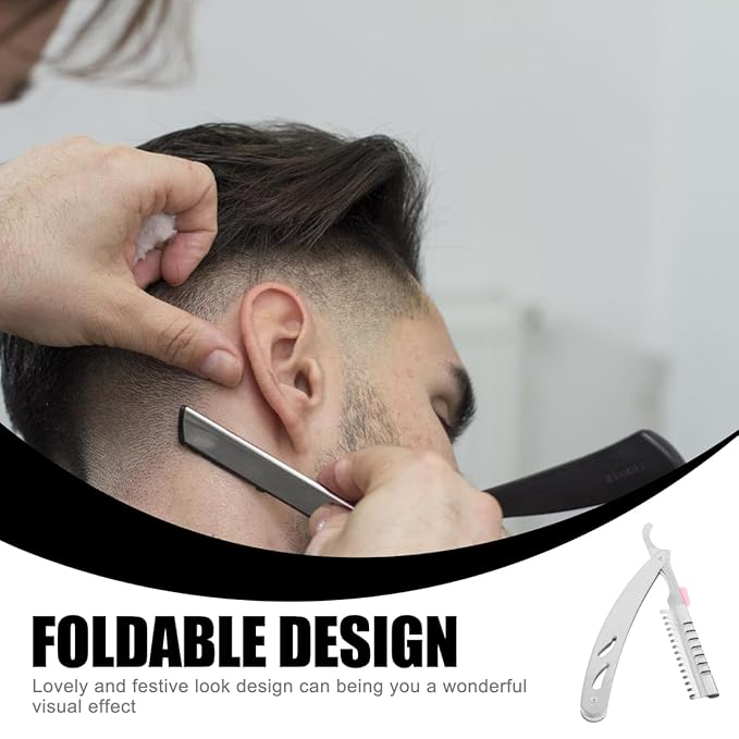 PACKOVE Vintage Manual Straight Razor for Men Foldable Hair Cutting Razor Beard Shaping Tool Eyebrow Trimmer for Salon and Home Use
