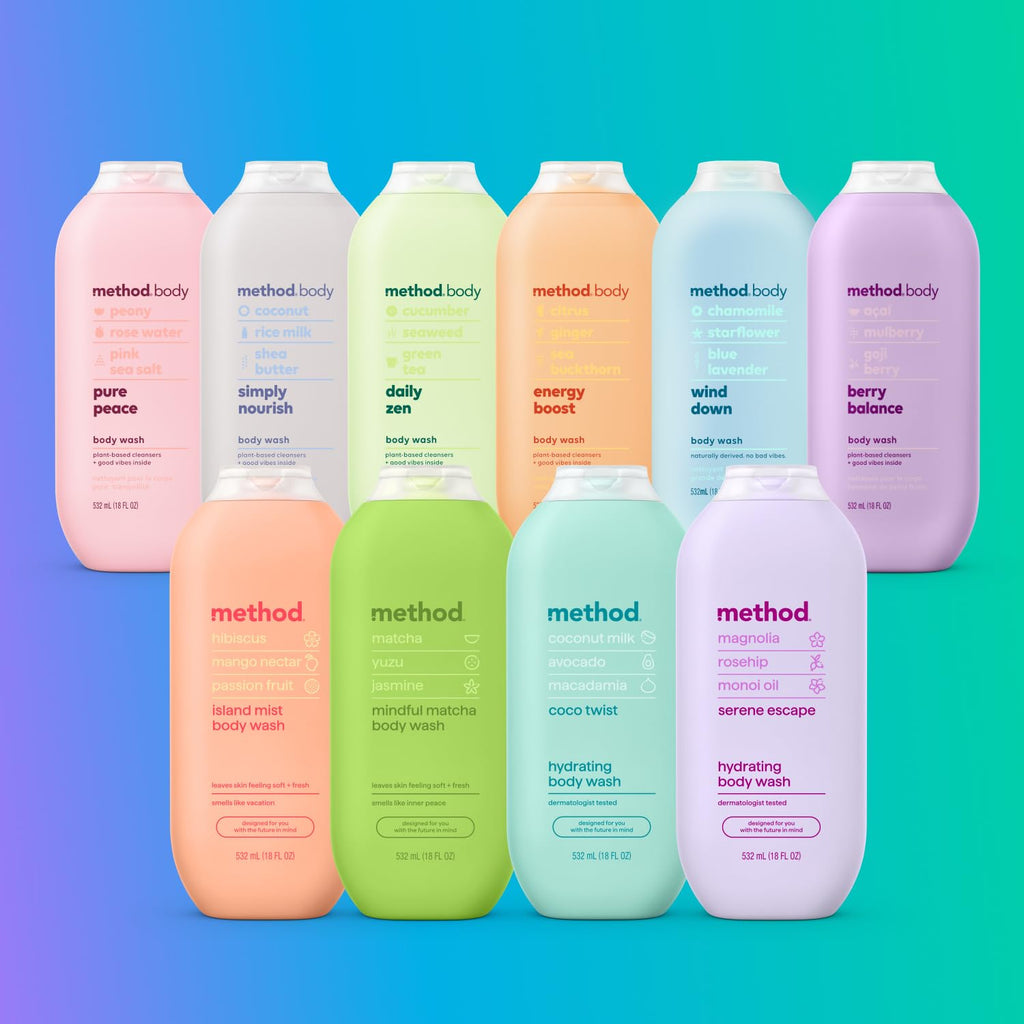 method Body Wash, Coco Twist - Leaves Skin Feeling Soft & Moisturized, Made Without Parabens, Notes of Coconut Milk, Avocado & Macadamia, 18 fl oz