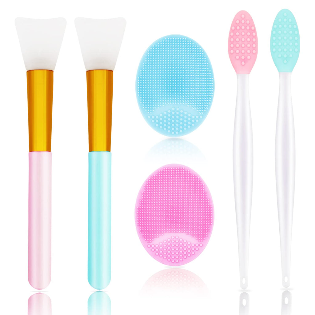 6 PCS Silicone Face Scrubber Brush Set, 2pcs Lip Scrub Brushes and Face Cleansing Brush Silicone Exfoliator Tool and Facial Applicator for Women Men