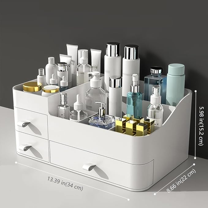 MIUOPUR Makeup Organizer with Drawers, Bathroom Counter Organizer, Plastic Cosmetic Display Case, Large Skincare Storage for Vanity Countertop, Ideal for Bedroom Dresser top and Desktop
