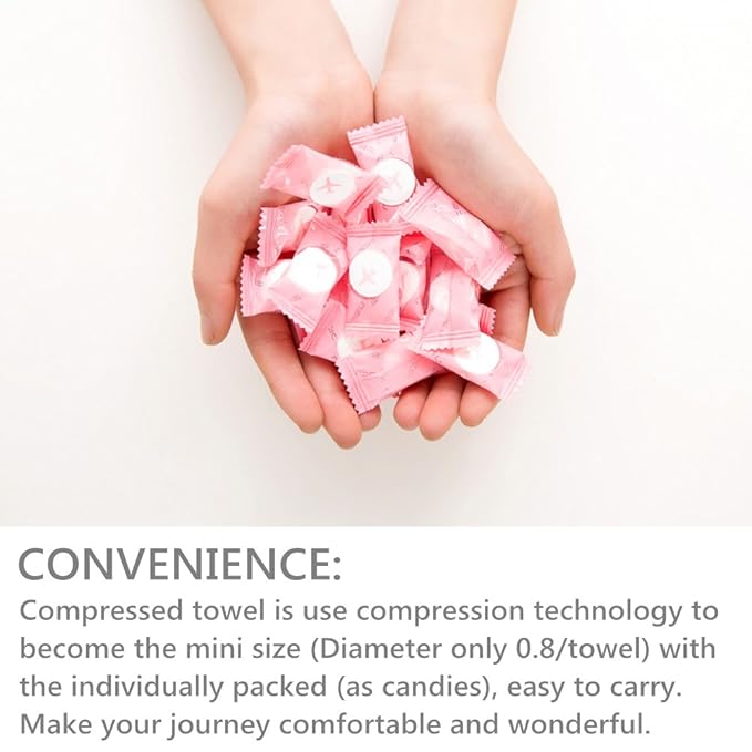 VanFn Disposable Towel, Compressed Towel, Mini Disposable Compressed Washcloth, Cotton Portable Disposable Compressed Towels Perfect for Travel, Home & Outdoor Activities, Nacai Series (50)