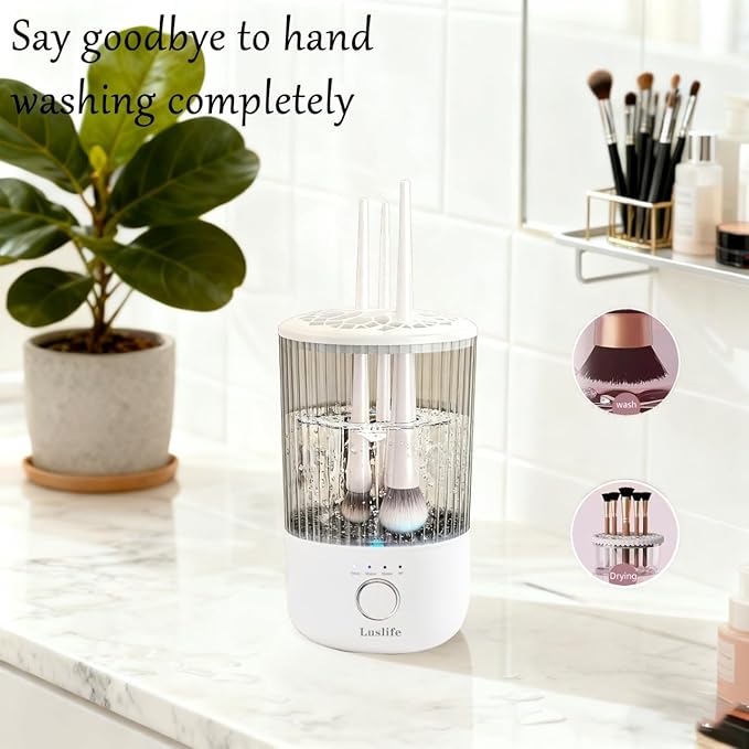 Luslife Electric Makeup Brush Cleaning Machine, Multi Functional Integrated Makeup Brushes Cleaner, One Click Start, Suitable for Various Makeup Brushes & Tools