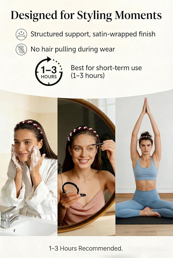 6 Pcs Headbands for Women with Teeth, Non-Slip Wavy Comb Headbands with Teeth, High Skull Hair Bands for Slicked Back & Volume Styling, Pearl Beaded Accessories for Parties, Weddings & Short-Term Wear