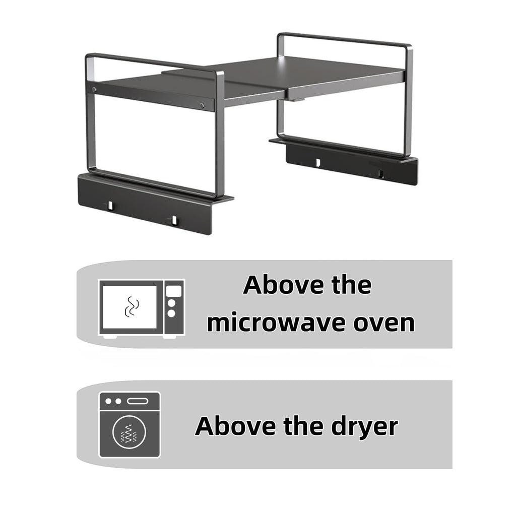 YOFENZO Adjustable Fridge Top Storage Rack,20.8"-36.6" Expandable Organizer Shelf,Refrigerator Storage, Anti-Slip,L-Shaped Design,Space Saver for Kitchen,Laundry,Dorm (Fits Most Appliances)