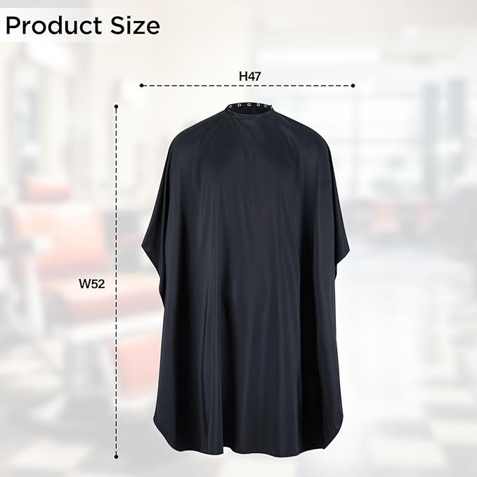 llezza Professional Salon Hair Cutting Cape, Barber Cape for Men/Women, Adjustable Snap Button with Waterproof Hairdressing Salon Cape for Haircut, Coloring, Makeup, Styling(52" x 47"), Black