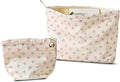 HAPPYHEIDI Makeup Bag Set of 2, Cute Accessory Pouch, Cotton, Floral, Zipper Closure, Large 10.2x7.8x2 Inches, Lightweight