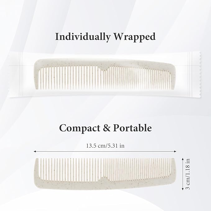 Hair Combs Bulk, 50 Pack Disposable Combs Individually Wrapped, Double Tooth for Beard and Hair, Suitable for Travel, Hotel, Event Gifting and Care Bag