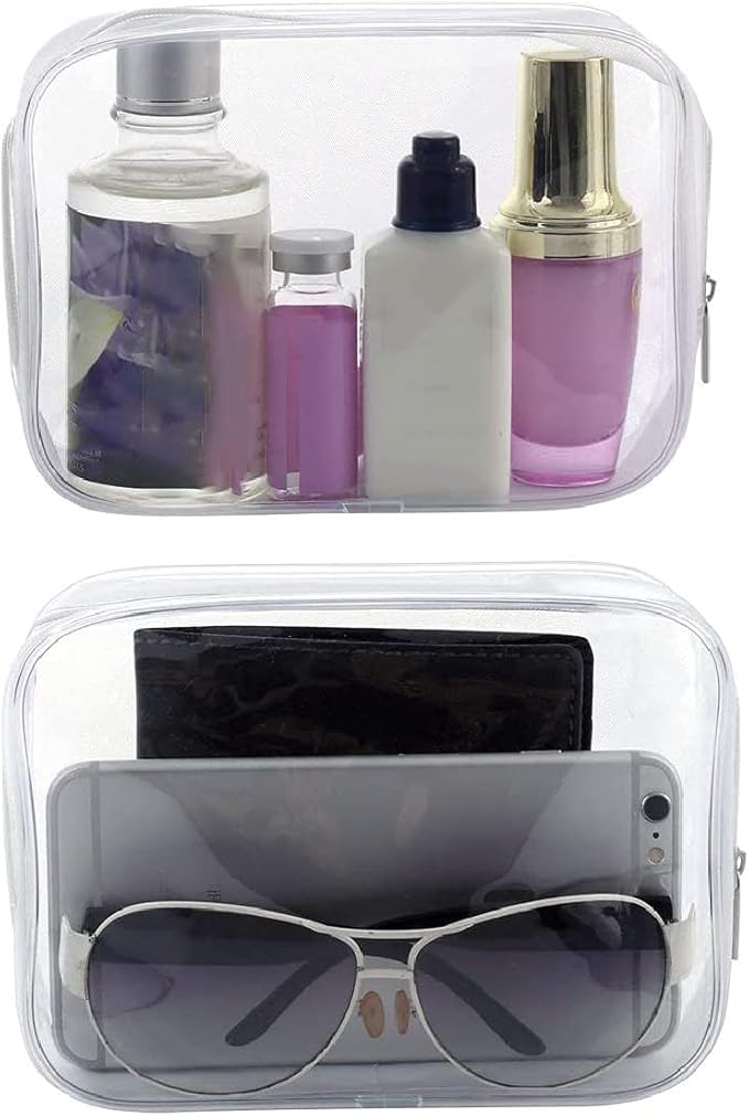 BEFORYOU 6 Pack Clear Toiletry Carry Pouch, White, Small TSA Approved
