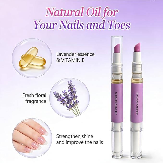 SAM SUGAR Cuticle Oil Pusher Pen Ceramic Cuticle Oil Cuticle Pusher 2 in 1 Nail Care pen for Dry Damaged Nails