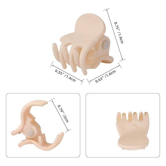 YOHAMA 36Pcs Beige Mini Hair Claw Clips for Women&Girls, Strong Bangs Clips
